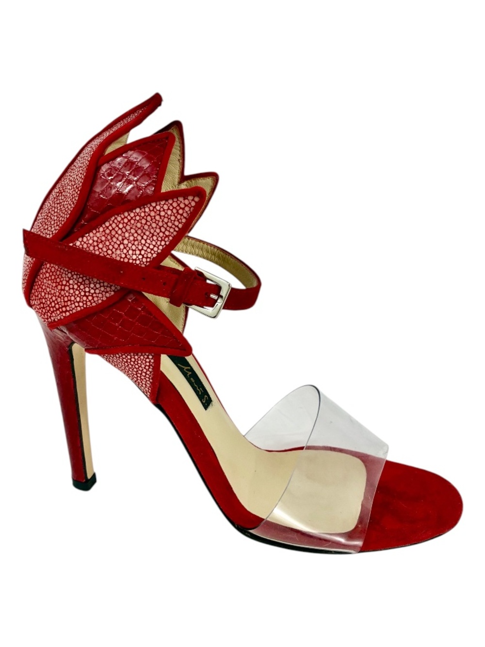 Chrissie Morris Flame Pumps 6 Stiletto High Heeled Shoes Tulip Floral Applique